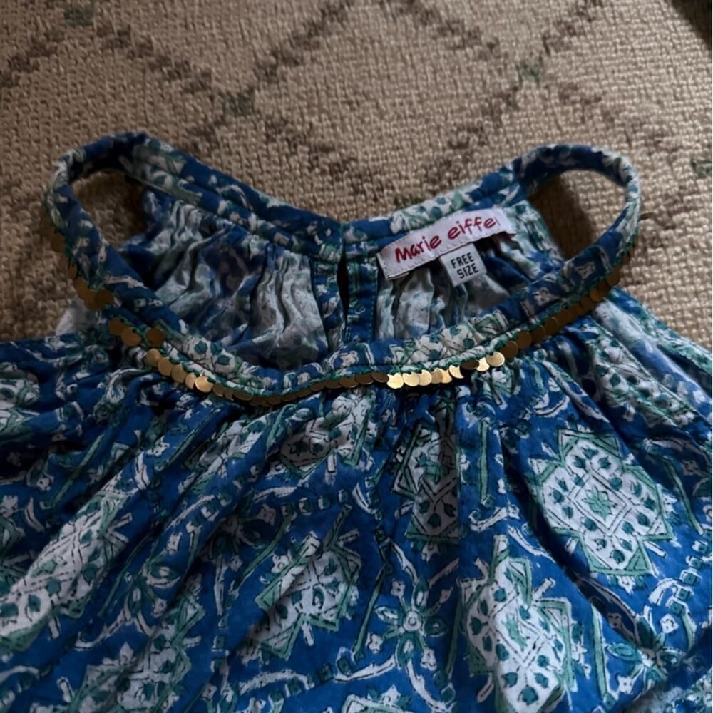 Marie Eiffel boho flowy cotton patterned tunic dress with sequin detail OS NWOT - Picture 4 of 13
